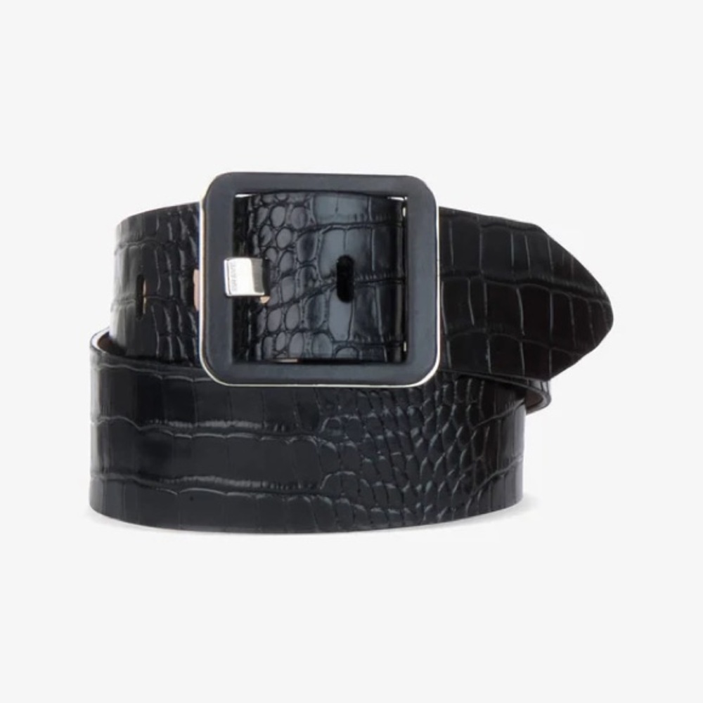 Brave wide  Black Pebble Pattern Leather Belt